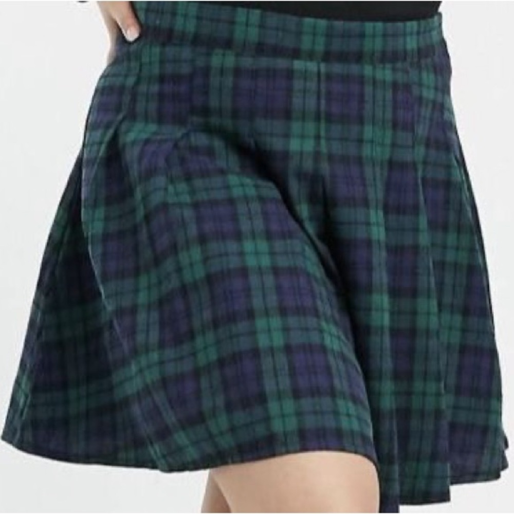 ASOS Plaid Flannel Green and Blue Mini Skirt
